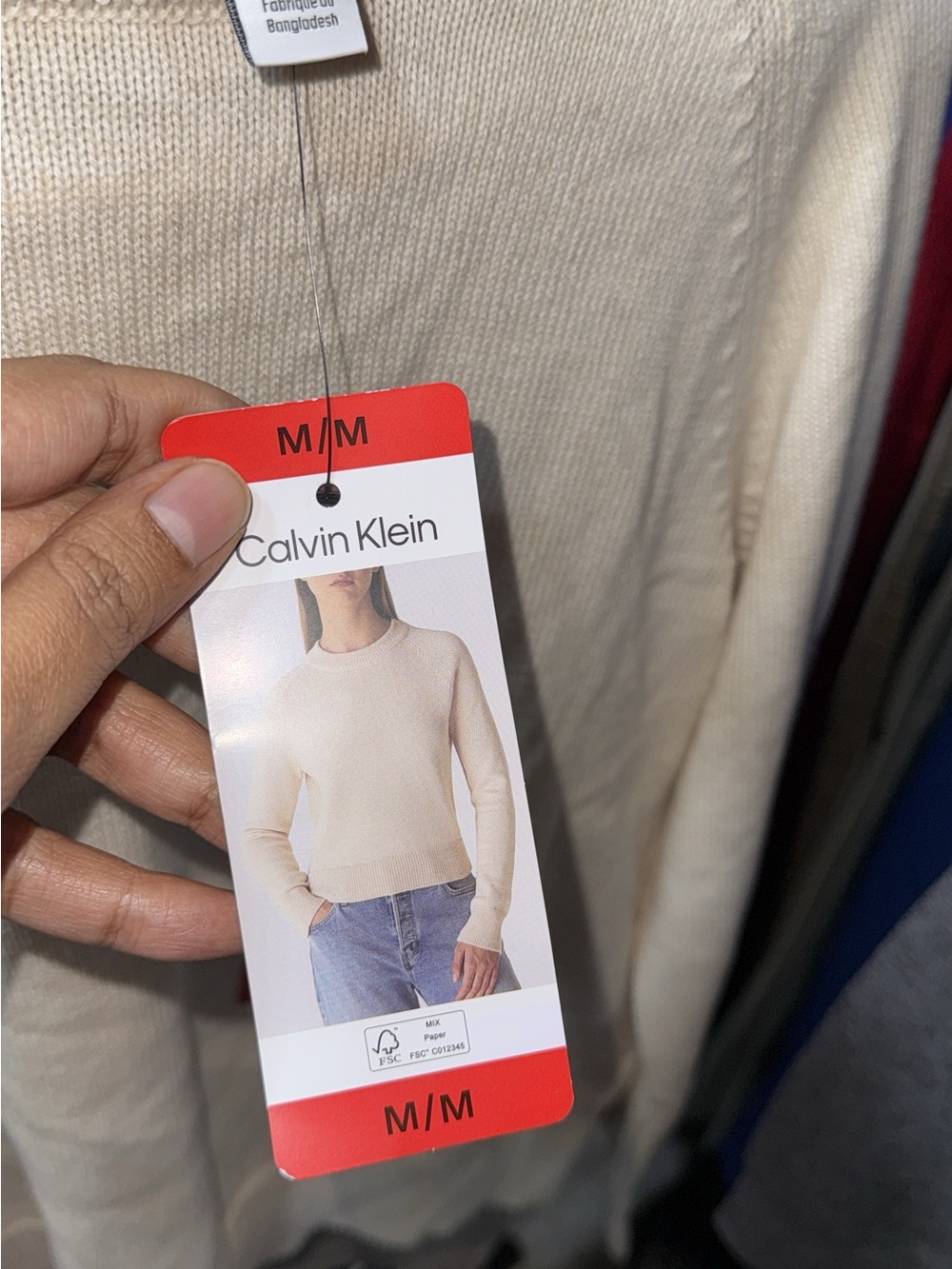 Calvin Klein Cream Crewneck Sweater - Soft Knit